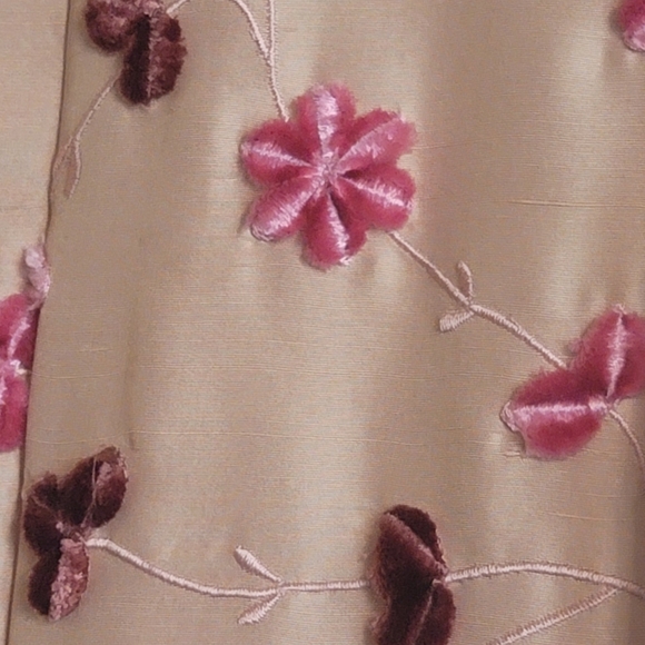 HYPE Vintage Silk Embroidered Dress Coat, Mauve/Wine/Pink, Size Large - Picture 10 of 15